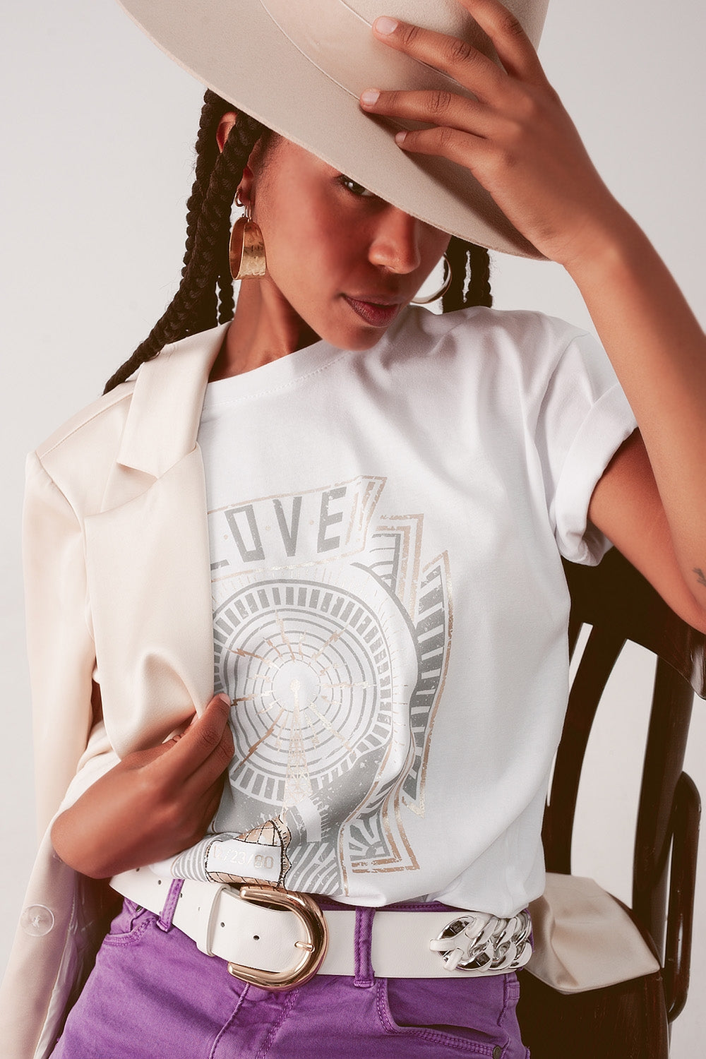 t-shirt à logo vintage en blanc