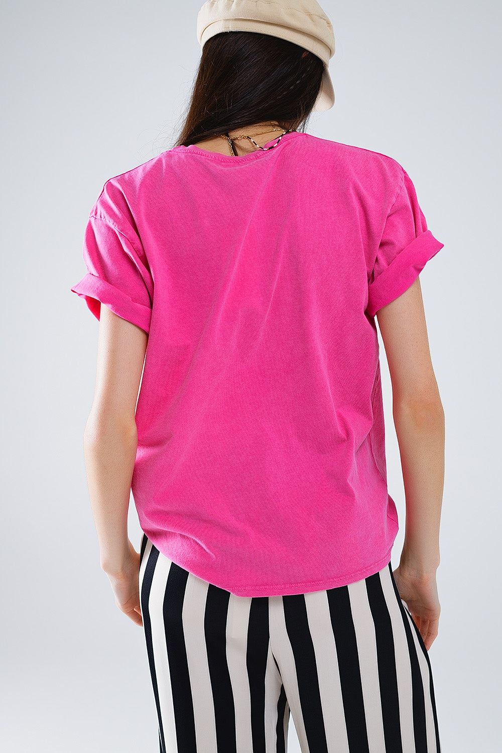T-shirt à manches courtes avec texte graphique Manhattan en rose