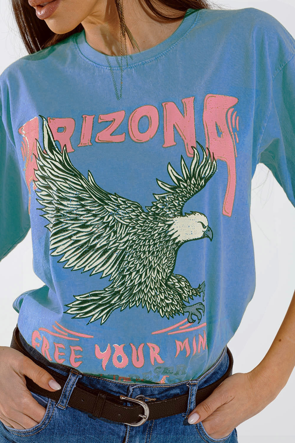 T-shirt Arizona avec impression numérique de l'aigle en bleu