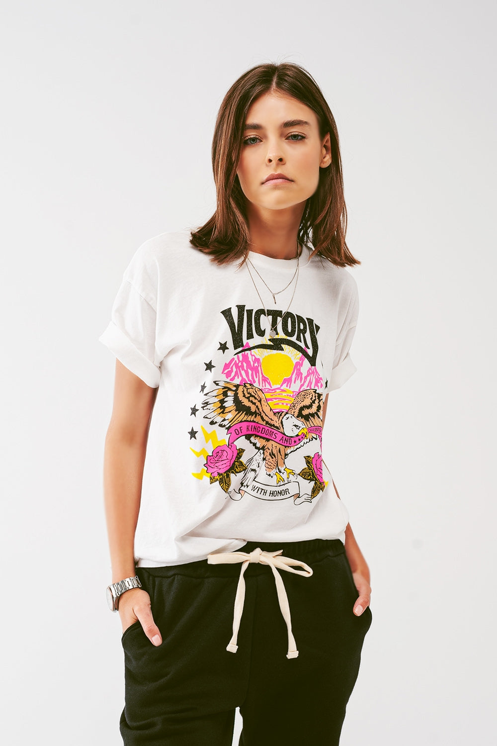 T-shirt avec texte Victory en blanc