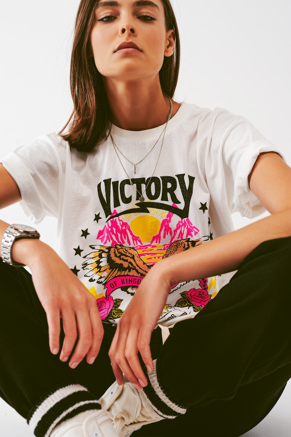 T-shirt avec texte Victory en blanc