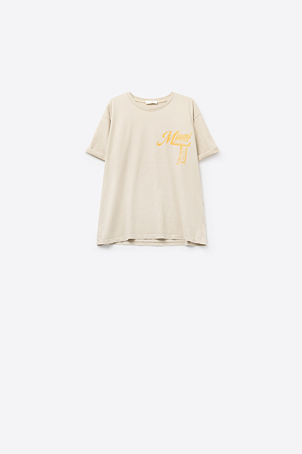 Q2 T-shirt beige avec impression du logo de Miami