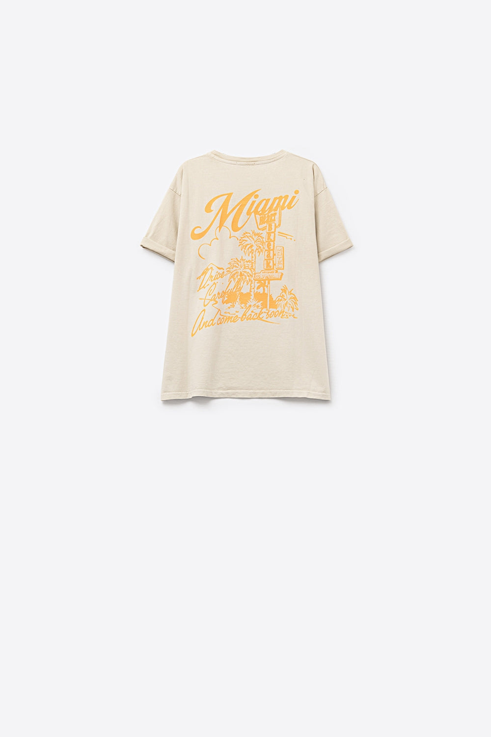T-shirt beige avec impression du logo de Miami
