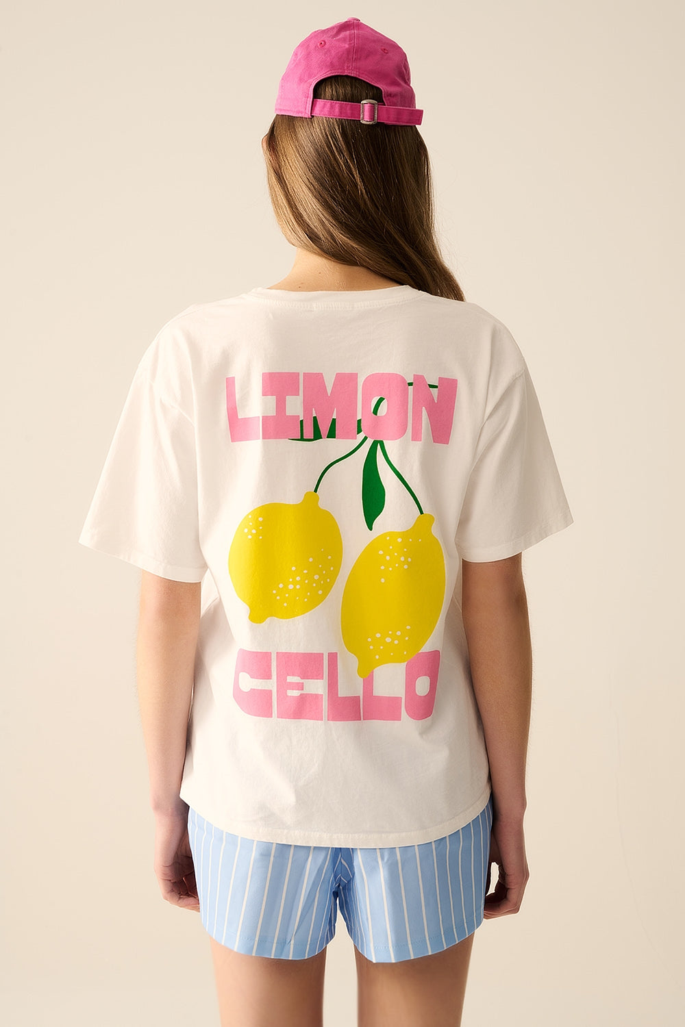 t-shirt blanc décontracté avec imprimé citron