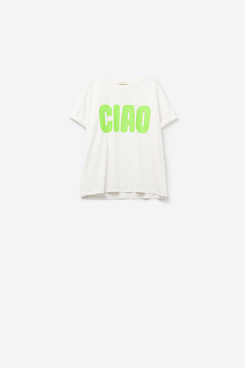 T-Shirt blanc décontracté CIAO avec lettres vertes