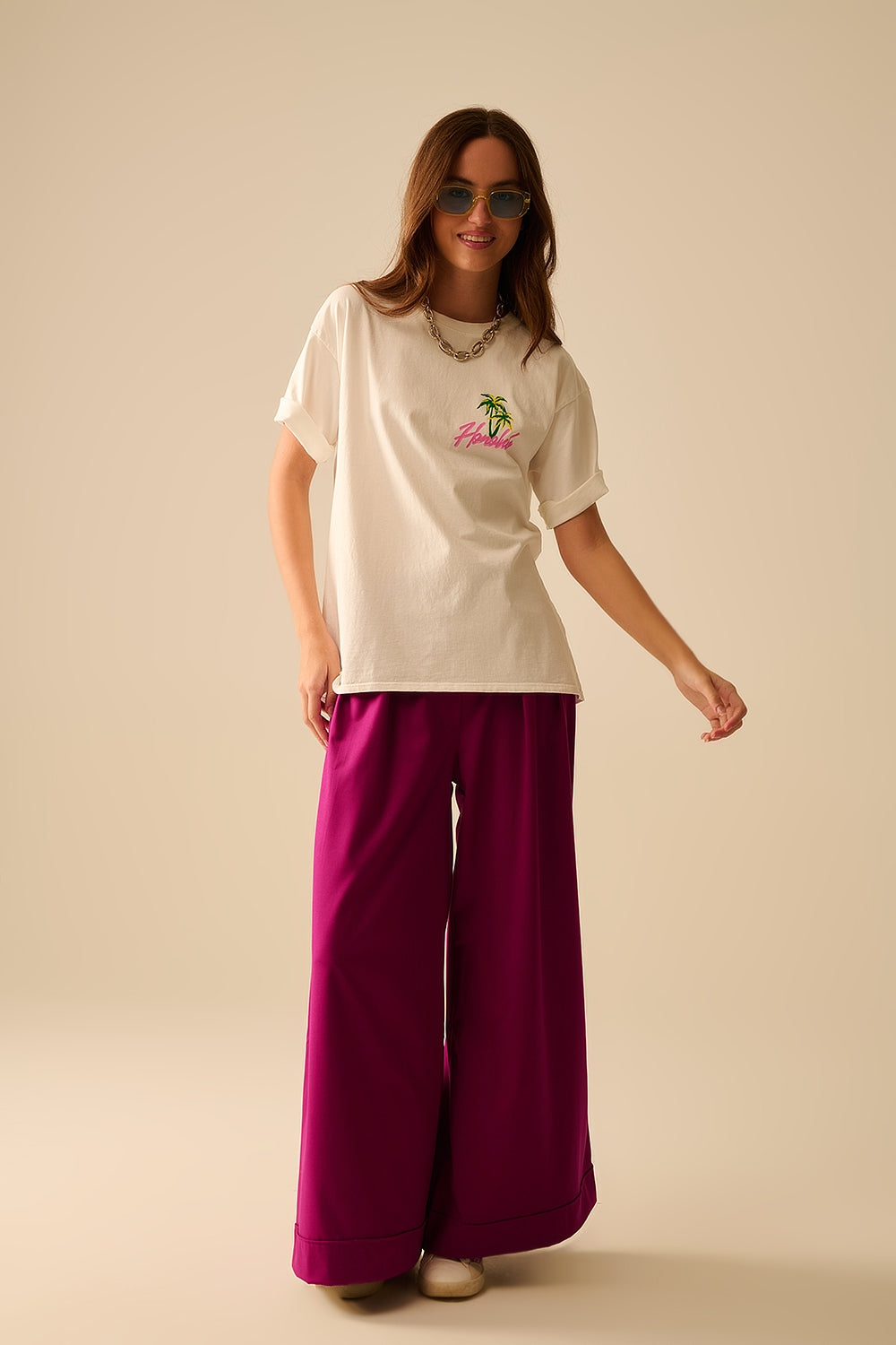 T-shirt blanc fabriqué en Italie avec graphisme Honolulu