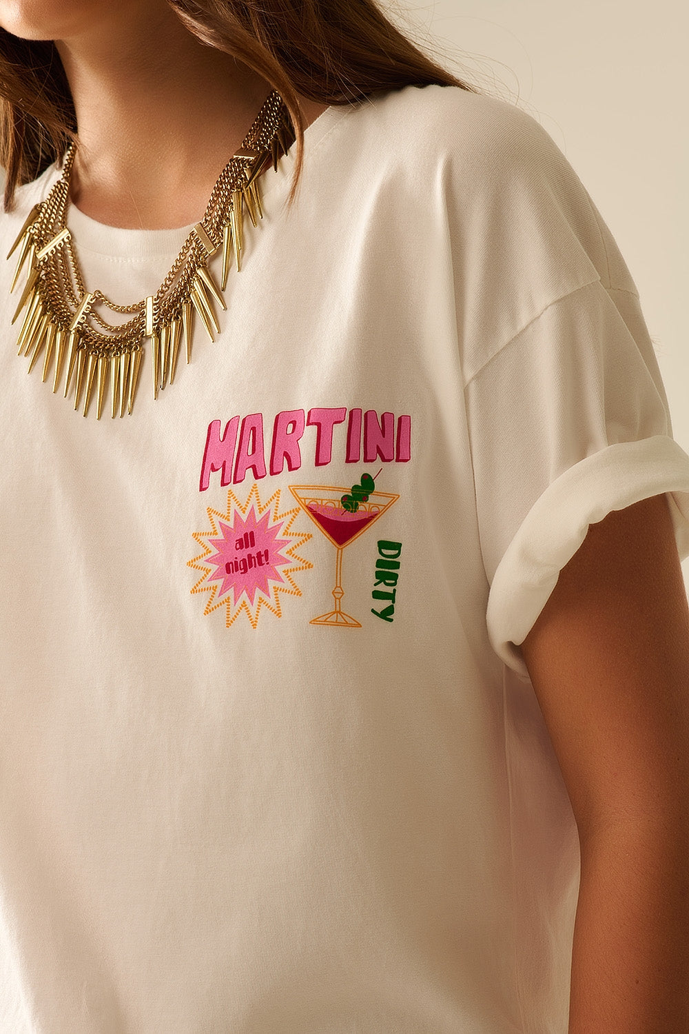 t-shirt blanc fabriqué en Italie avec un logo graphique Martini