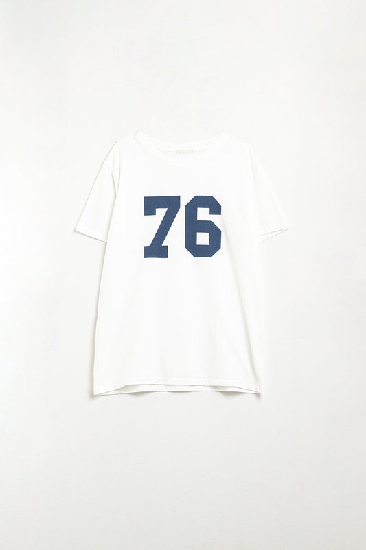 Q2 t-shirt blanc surdimensionné avec logo 76