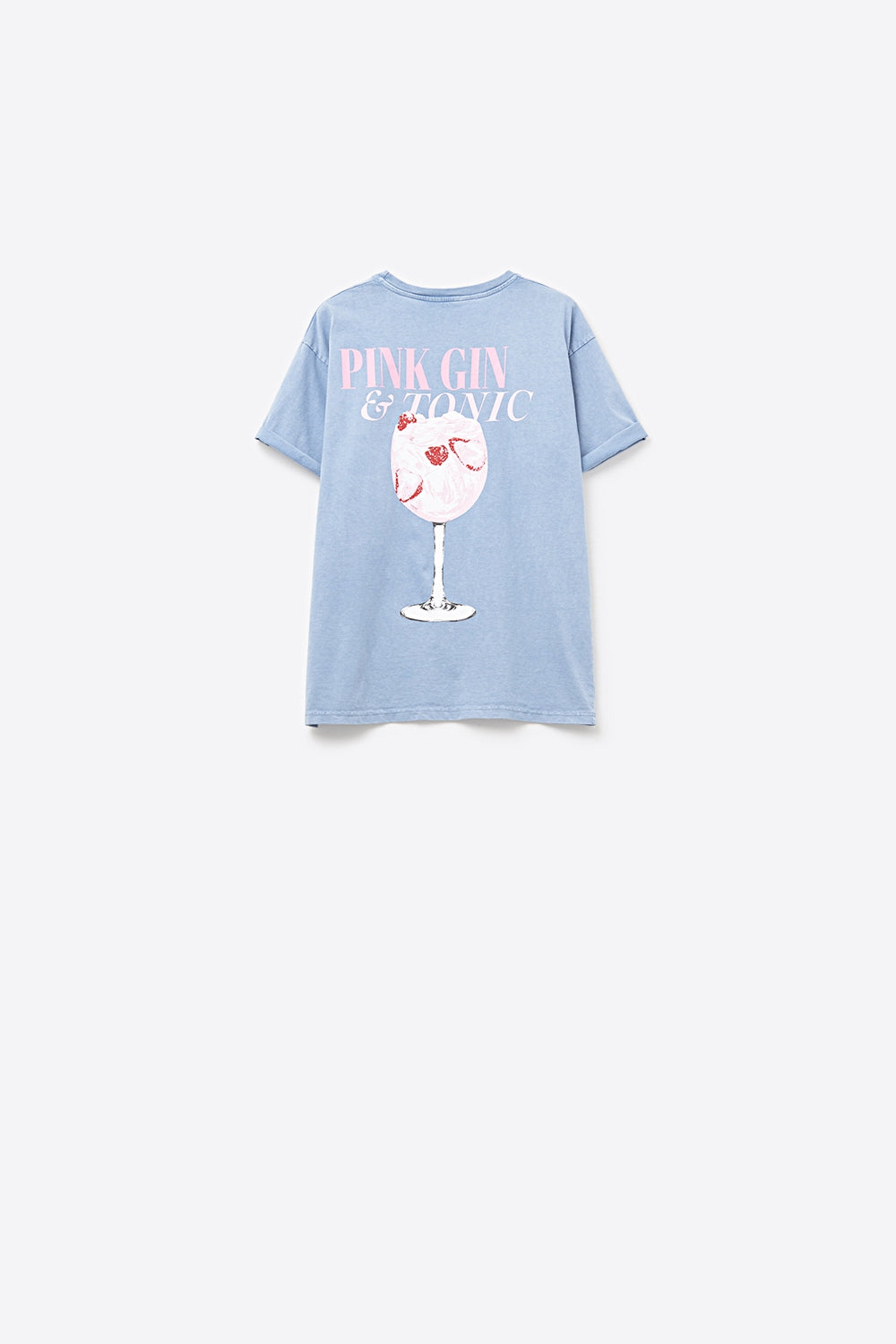 T-Shirt bleu à manches courtes PINK TONIC