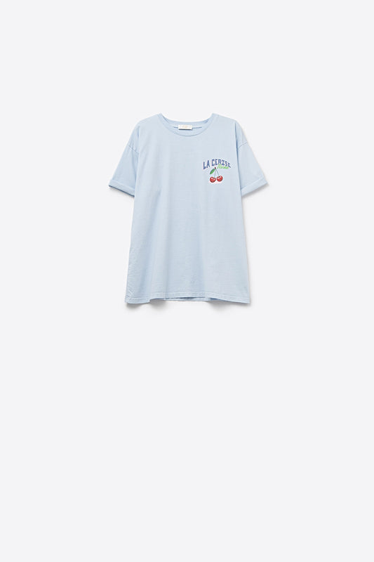 Q2 T-shirt bleu avec graphisme La Cerise Market Saint-Tropez