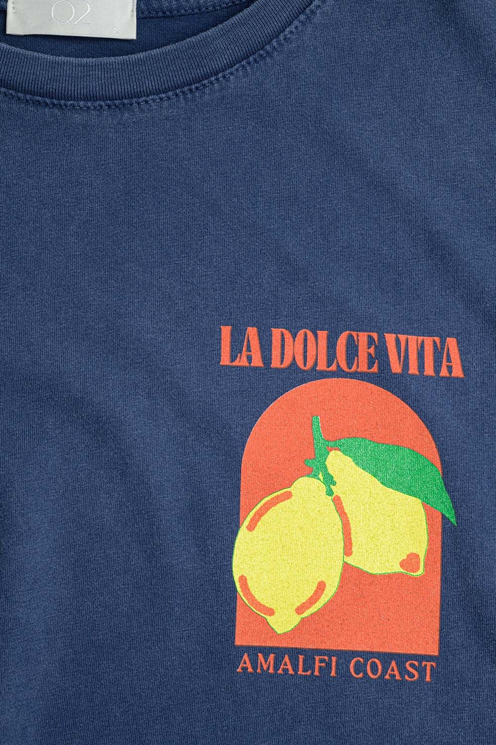 T-shirt coupe décontractée avec imprimé La Dolce Vita en bleu marine