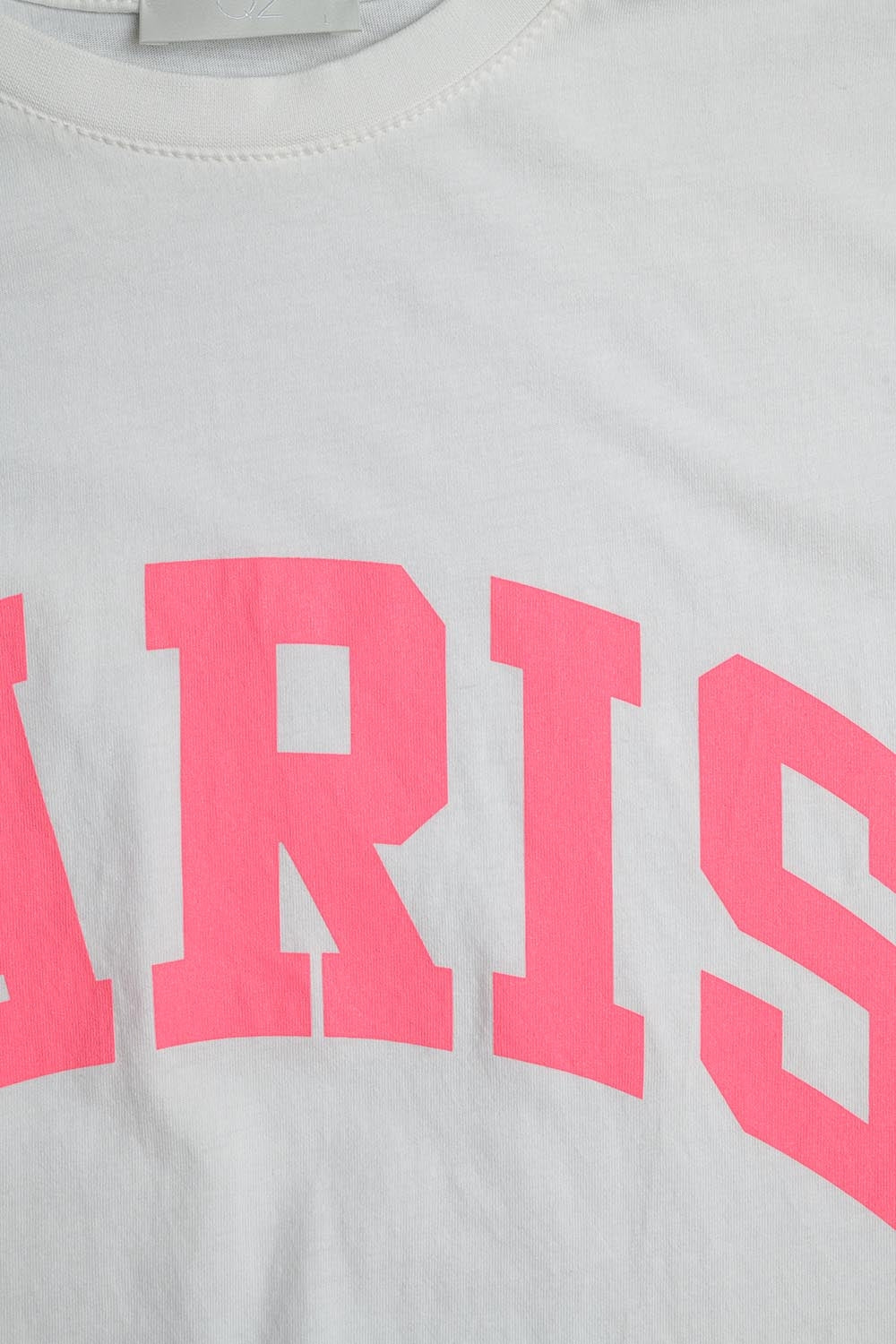 T-shirt décontracté blanc Paris avec lettres roses