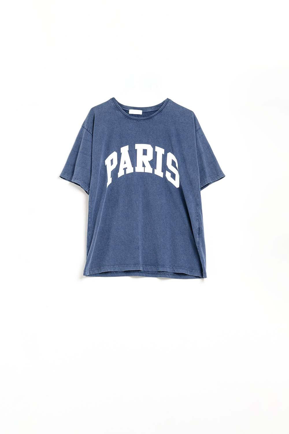 T-shirt décontracté bleu marine Paris avec lettres blanches