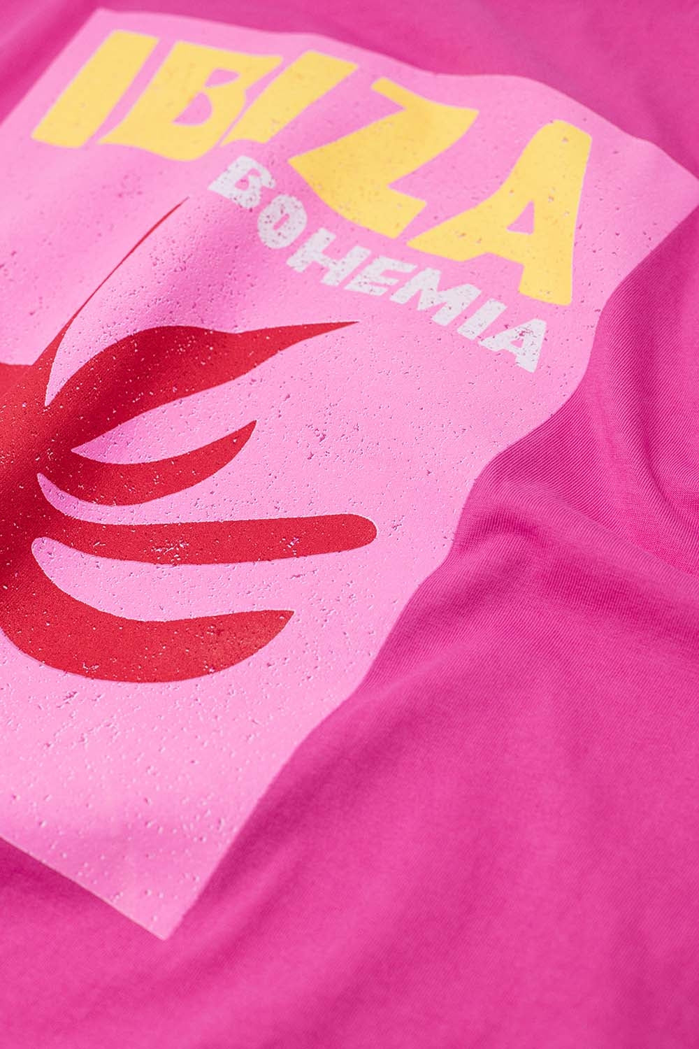 T-shirt décontracté Fuchsia Ibiza Bohemia avec imprimé rose