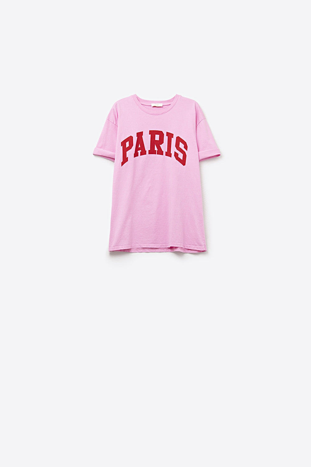 T-shirt décontracté Pink Paris avec lettres rouges