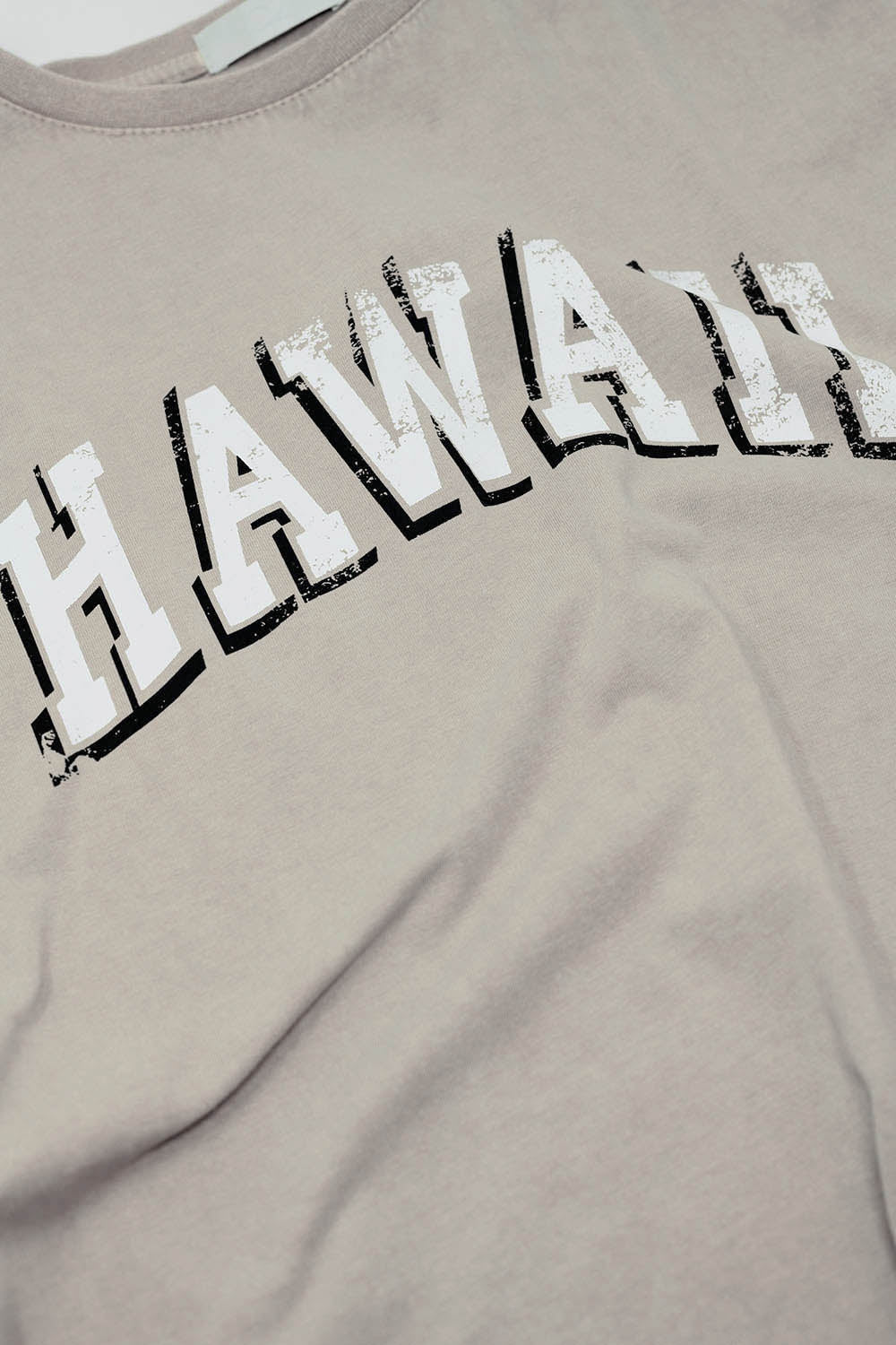 T-shirt Hawaii à effet délavé en beige