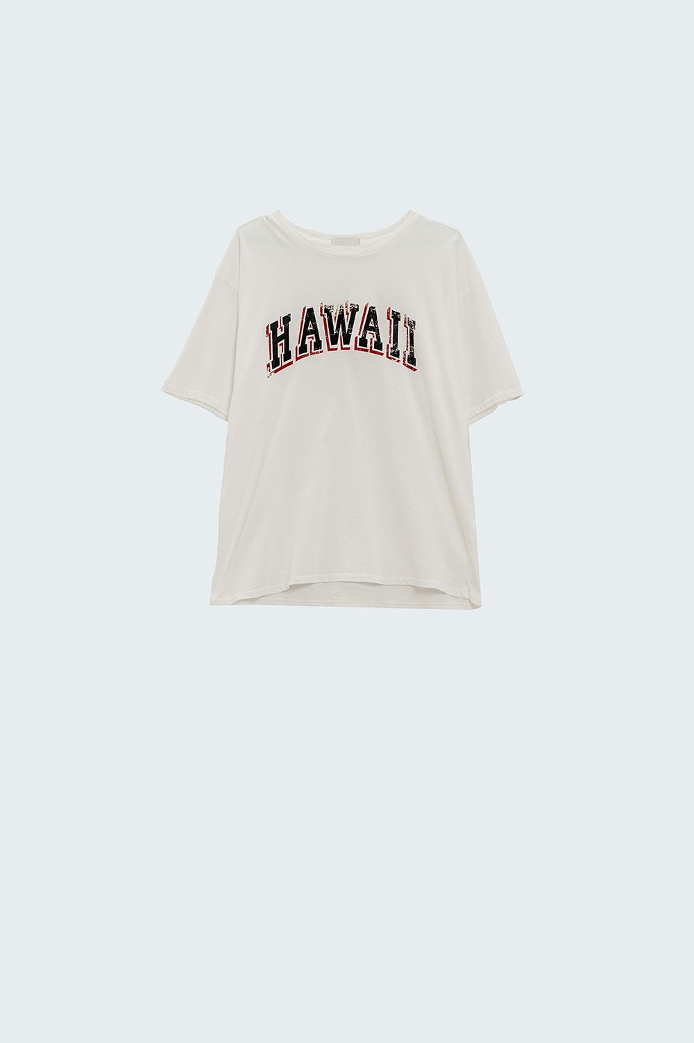 T-shirt Hawaii à effet délavé en blanc