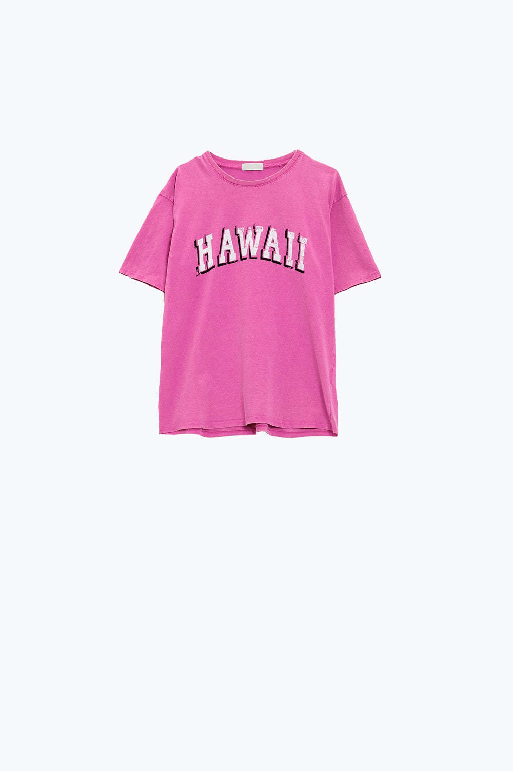 T-shirt Hawaii à effet délavé en Fuschia