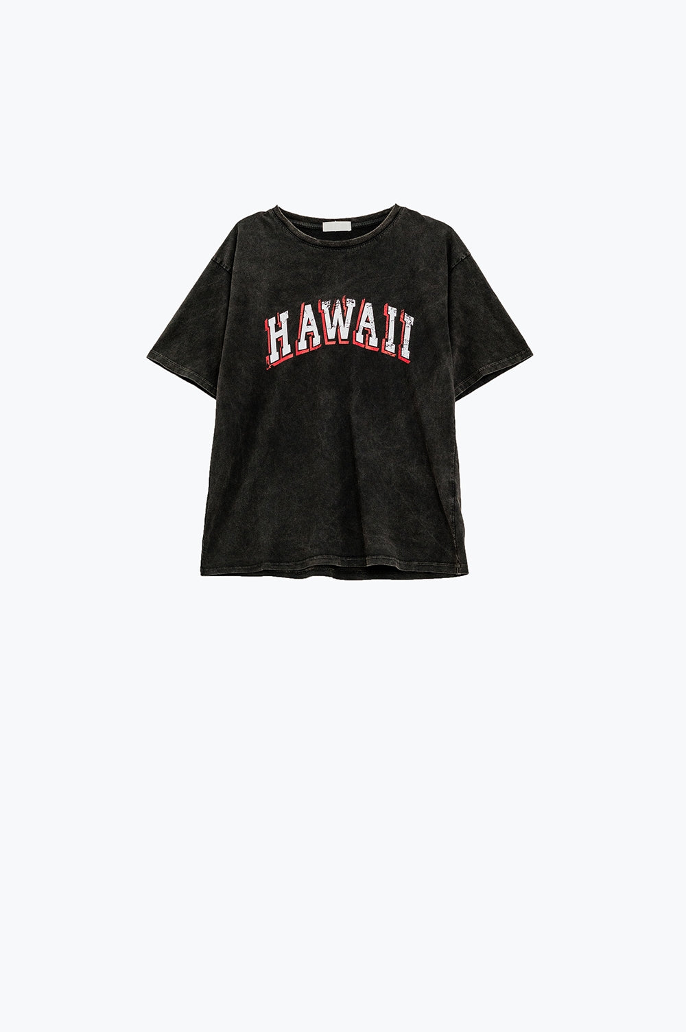 T-shirt Hawaii à effet délavé en noir