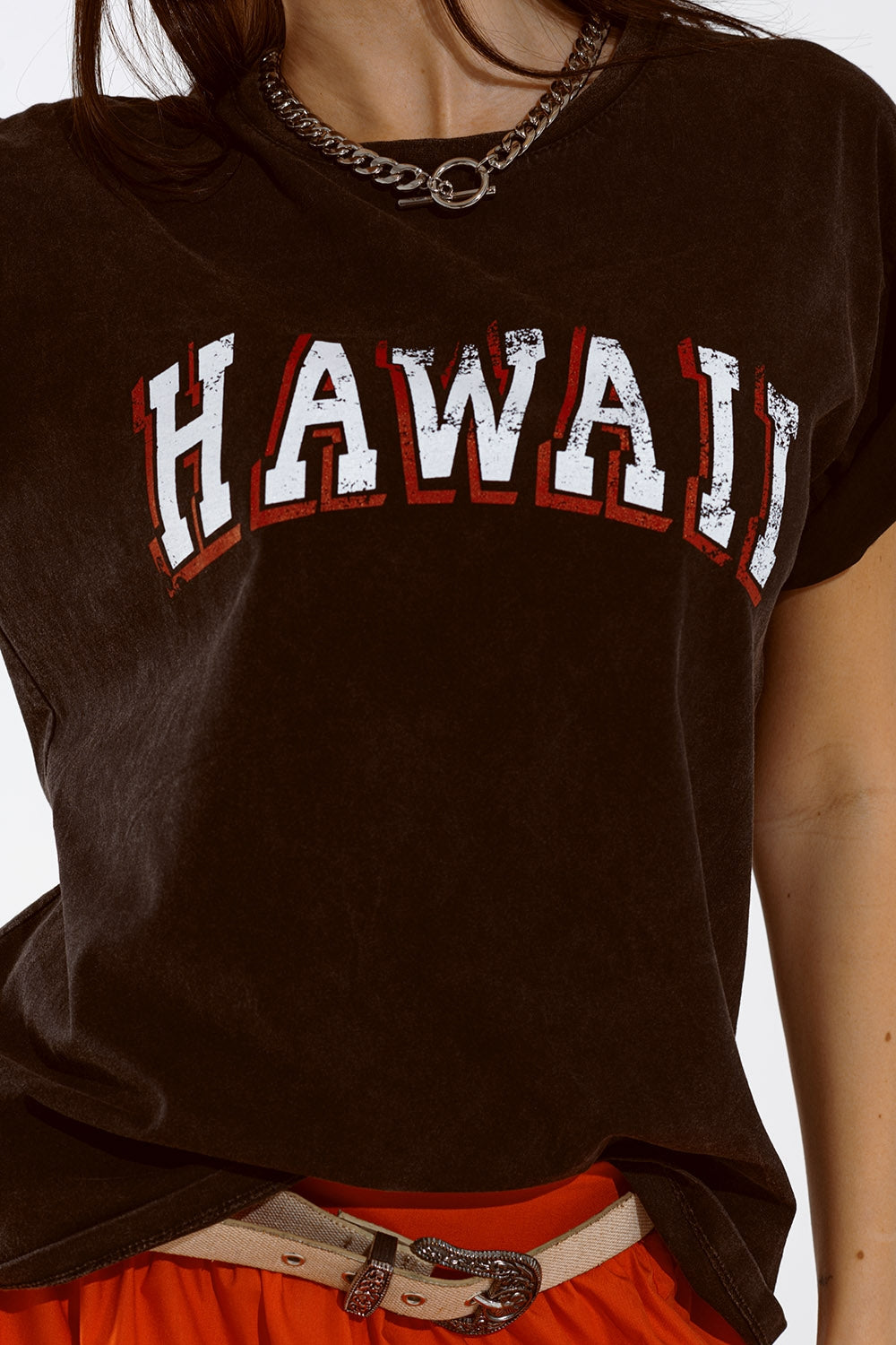 T-shirt Hawaii à effet délavé en noir