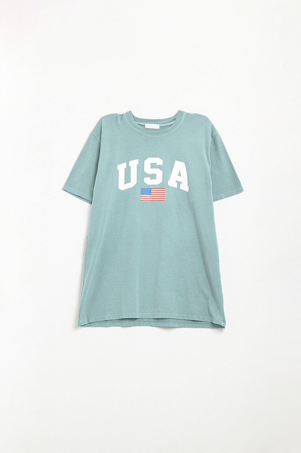 T-shirt long ample vert avec logo USA