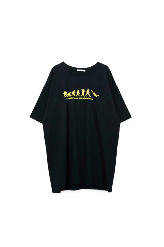 Q2 T-Shirt marine avec texte jaune et encolure ras du cou