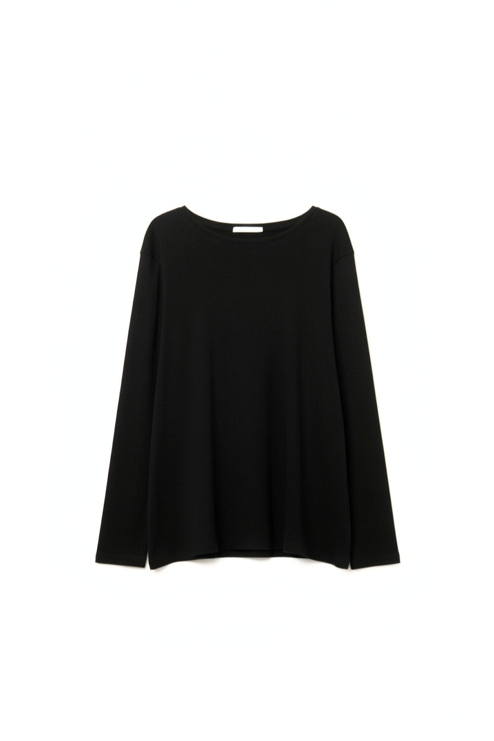 Q2 T-Shirt noir à manches longues avec large col ras du cou