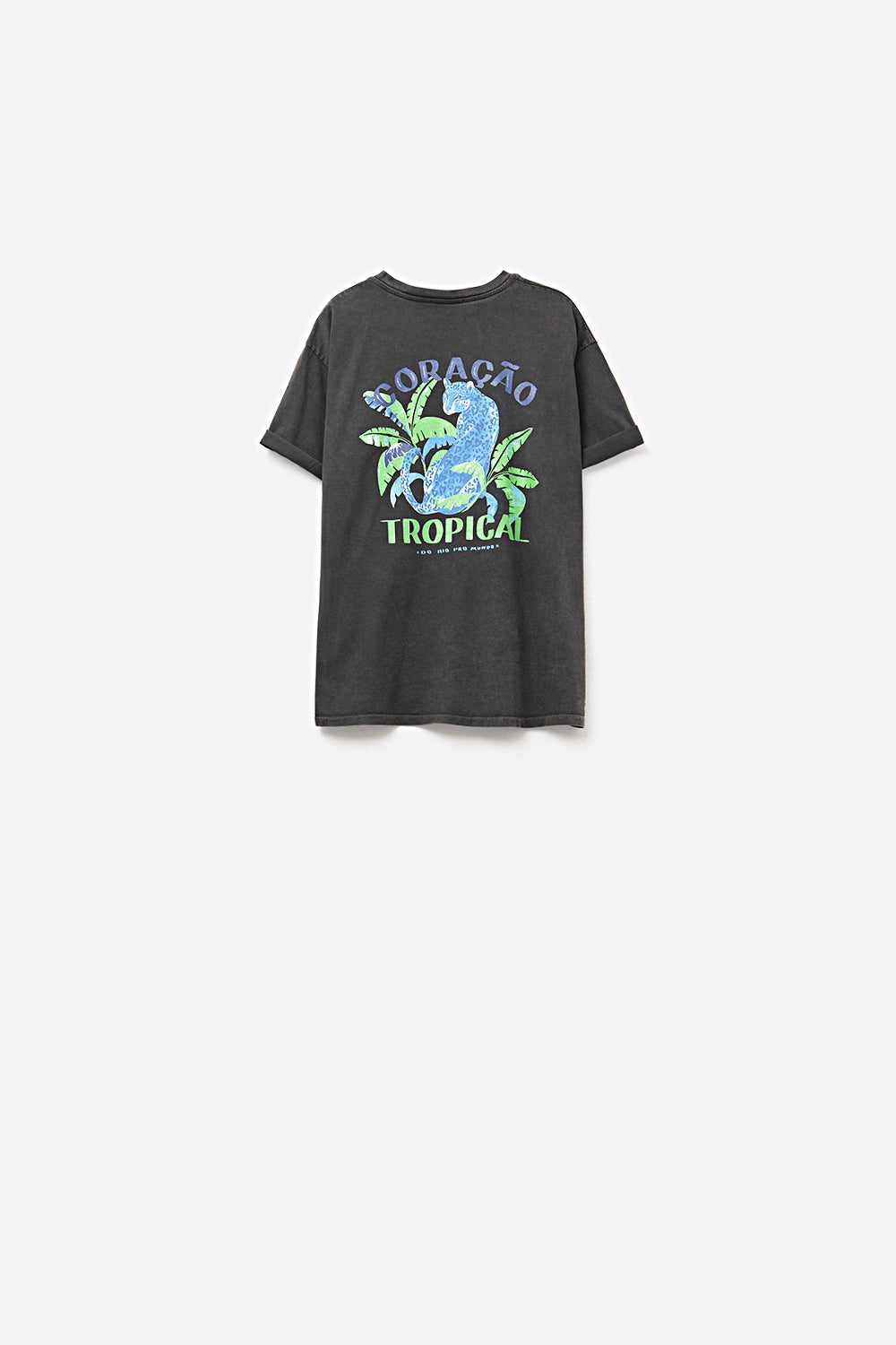 T-shirt noire fabriquée en Italie avec imprimé graphique tropical