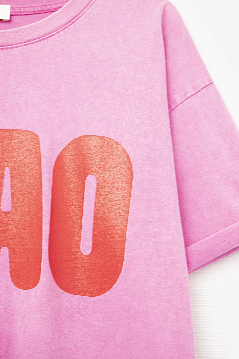 T-Shirt rose décontracté CIAO avec lettres rouges