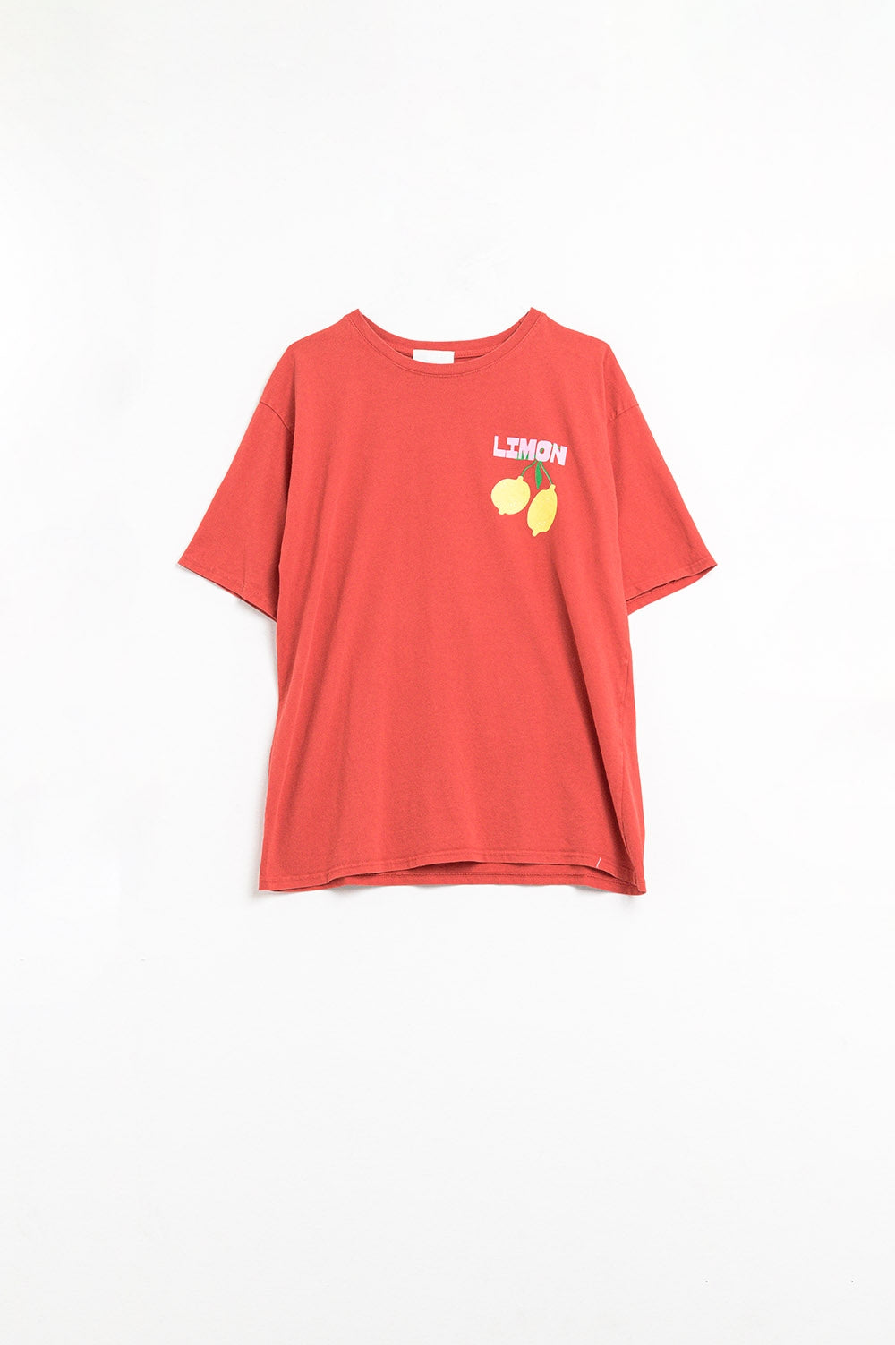 T-shirt rouge décontracté avec imprimé citron fabriqué en Italie