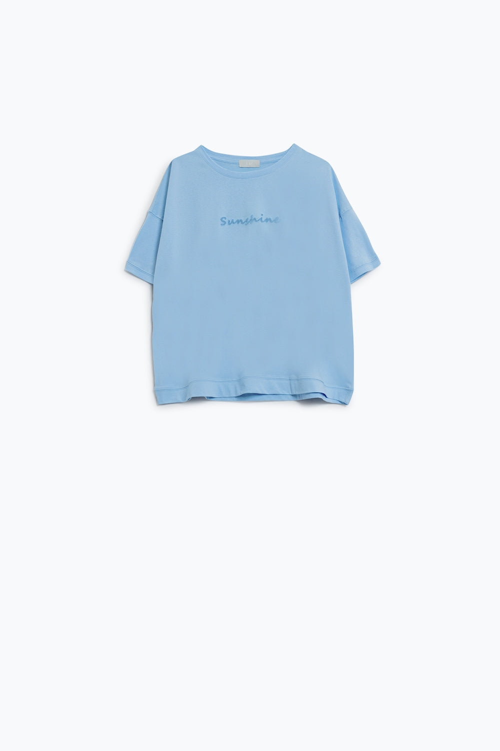T-shirt surdimensionné Sunshine avec texte texturé à l'avant en bleu