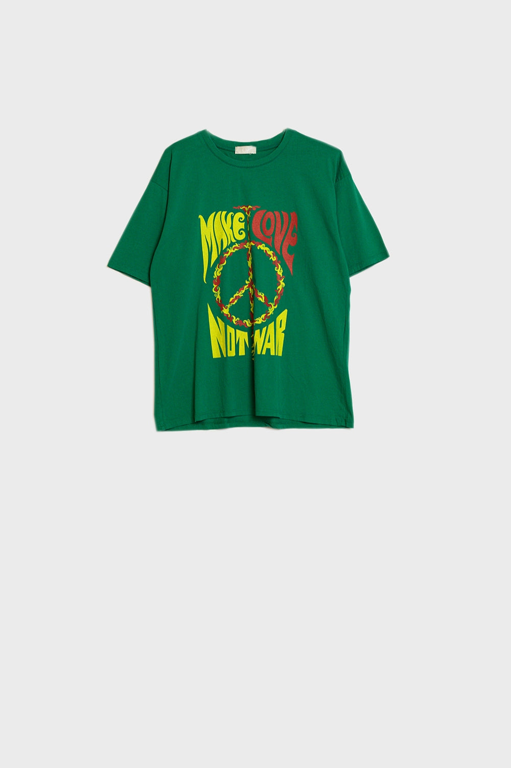 Q2 T-shirt vert à manches courtes avec logo Make love not war