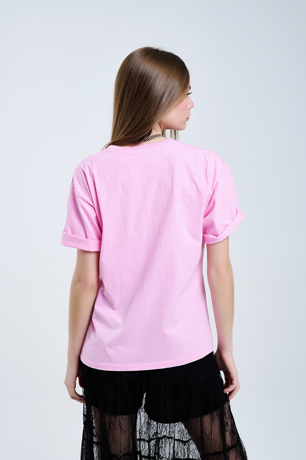 Tee-shirt graphique Pink Rebel avec languette imprimée léopard