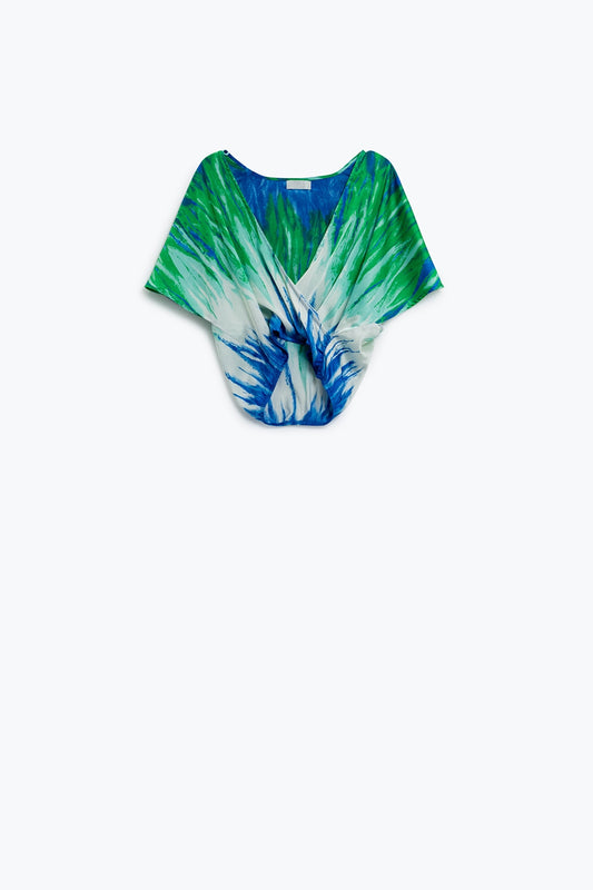 Q2 Tie-Dye croisé sur le devant avec encolure en V