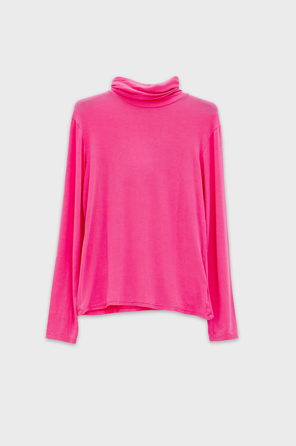 Q2 Top à col haut et à manches longues en modal fucsia