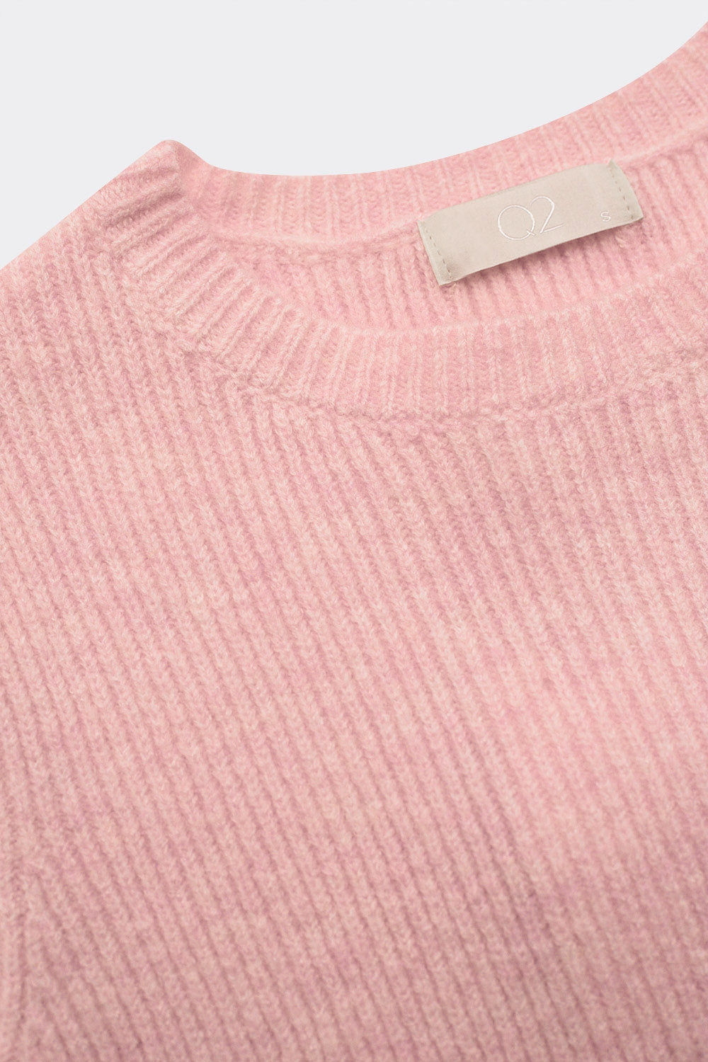 Top à manches courtes côtelées rose