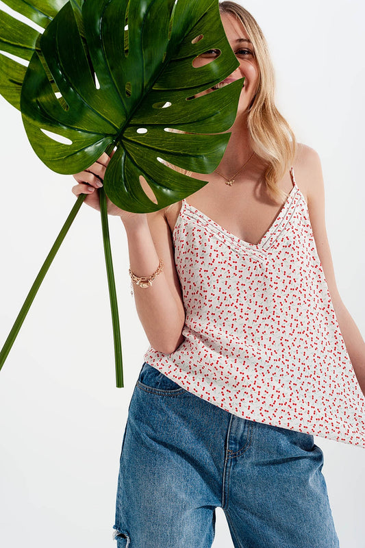 Q2 Top à motif cerise crème