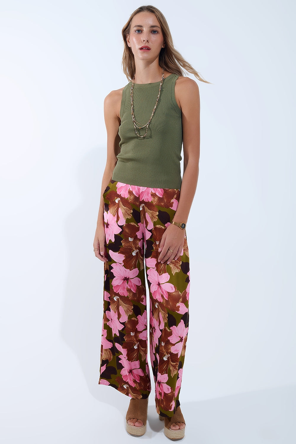 Top côtelé confortable à col bateau kaki