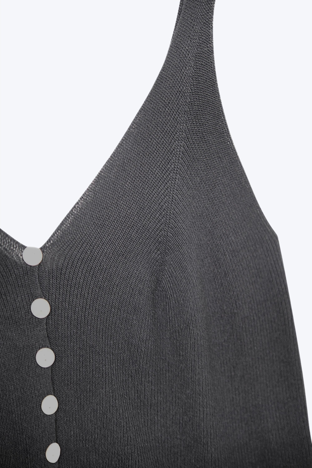 Top court boutonné en tricot noir