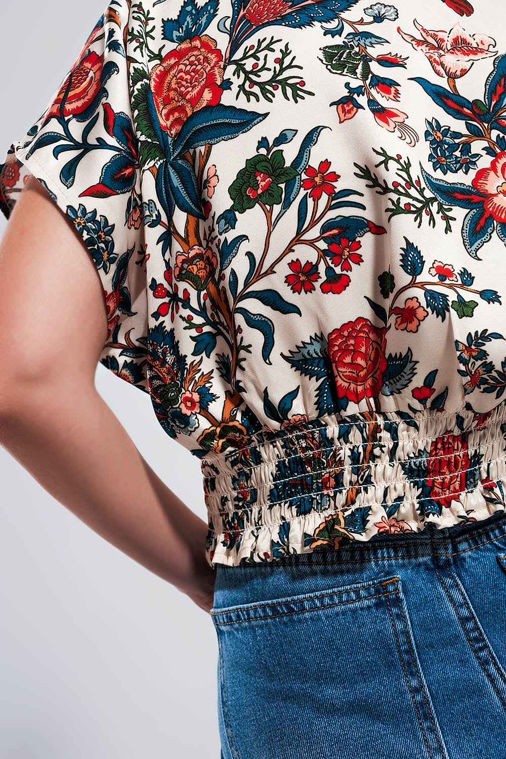 top court imprimé cachemire beige