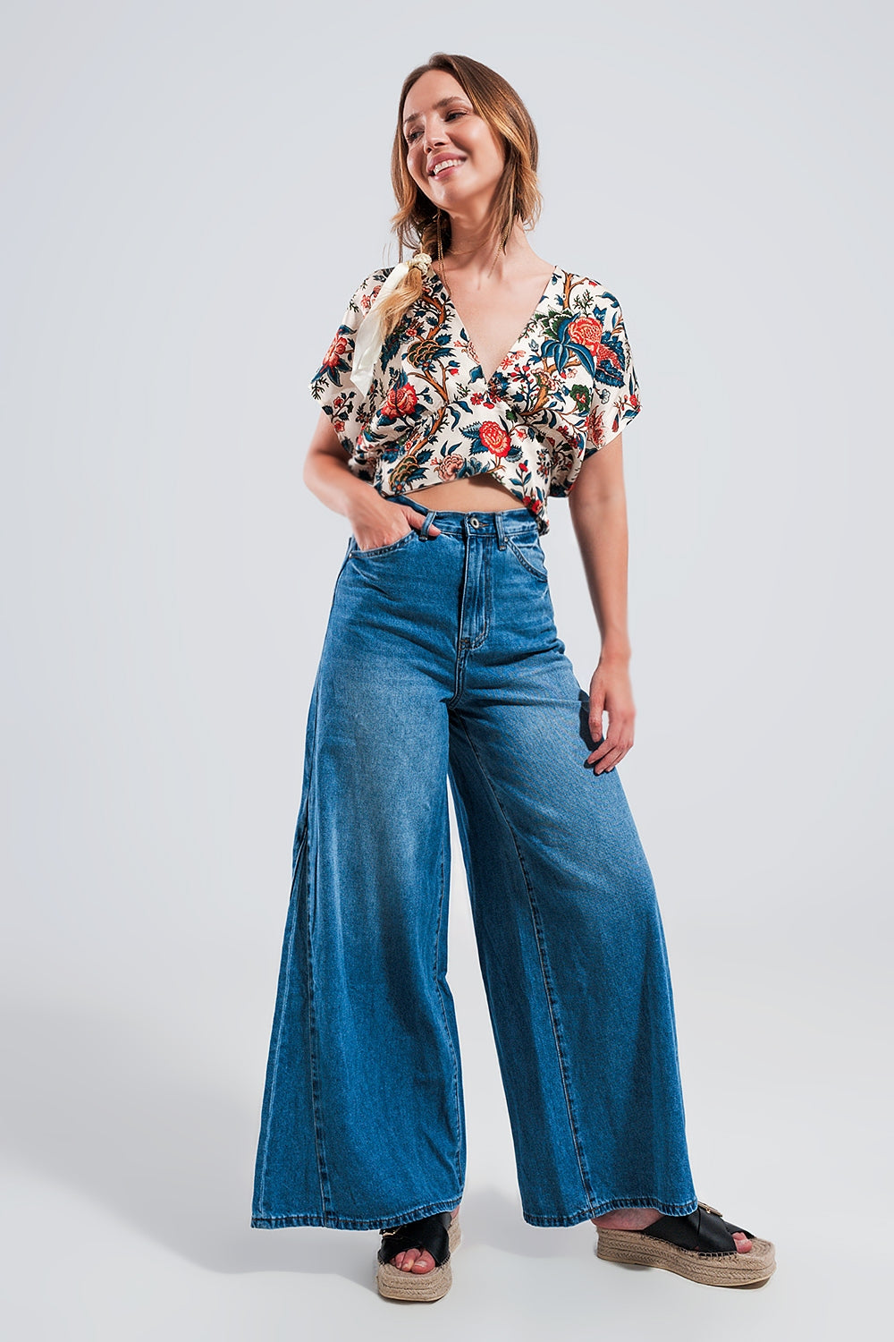 top court imprimé cachemire beige