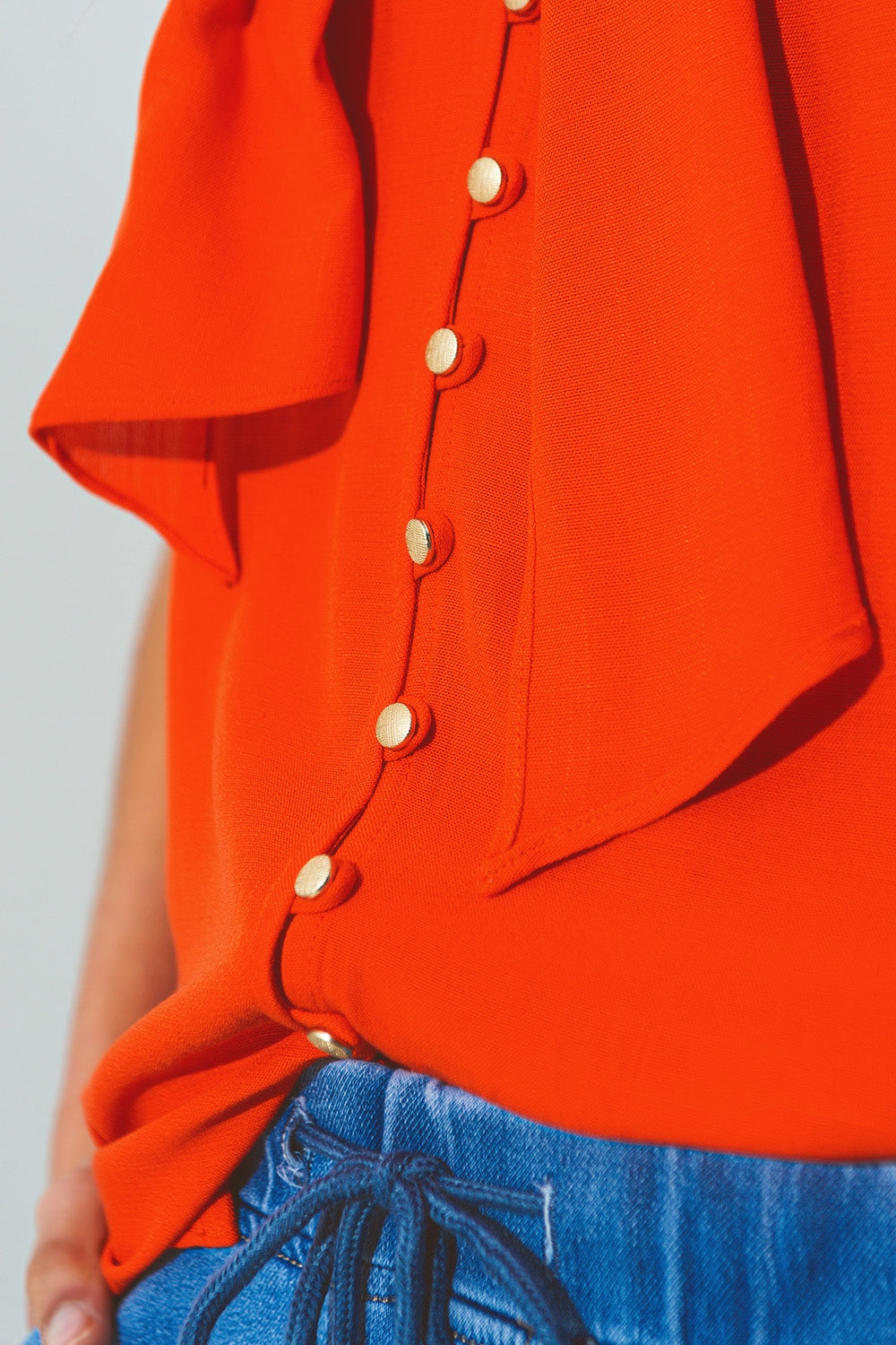 Top Dos nu avec Détails de Boutons en Orange