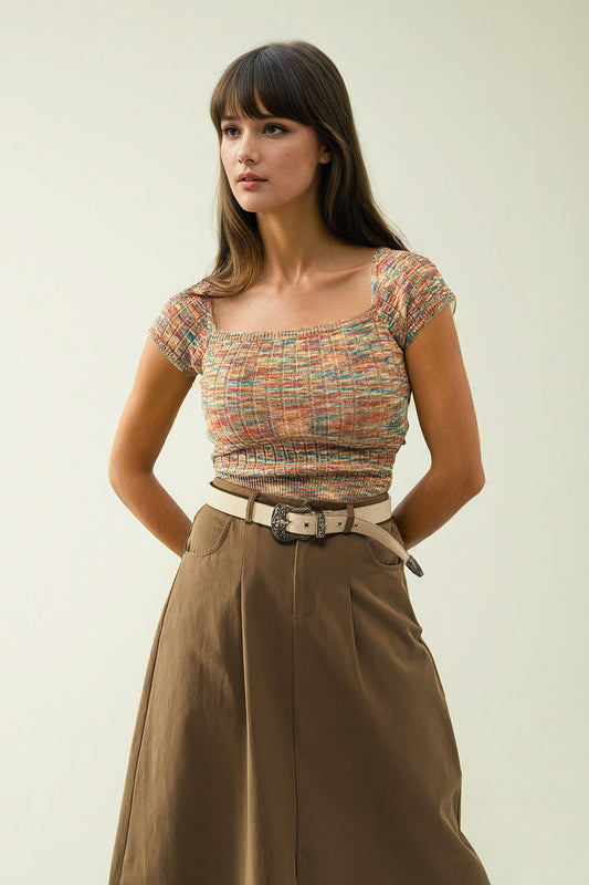 Q2 Top élastique couleuré avec bas du dos dénudé