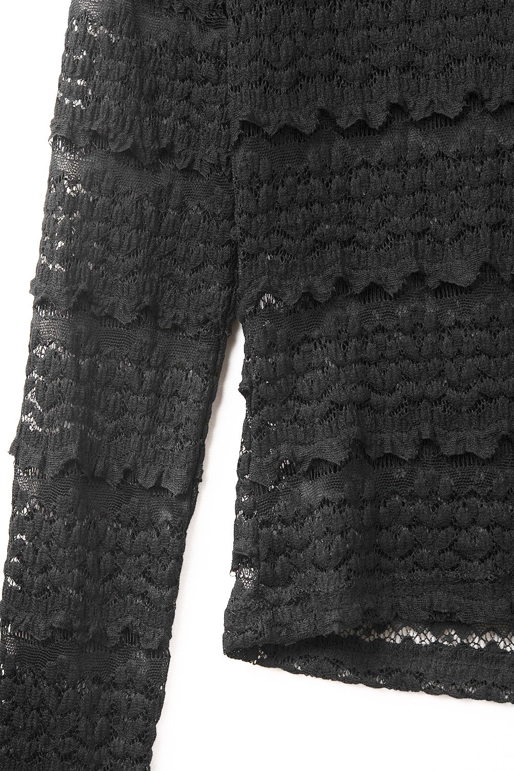 Top en Dentelle Florale avec Col Rond en Noir