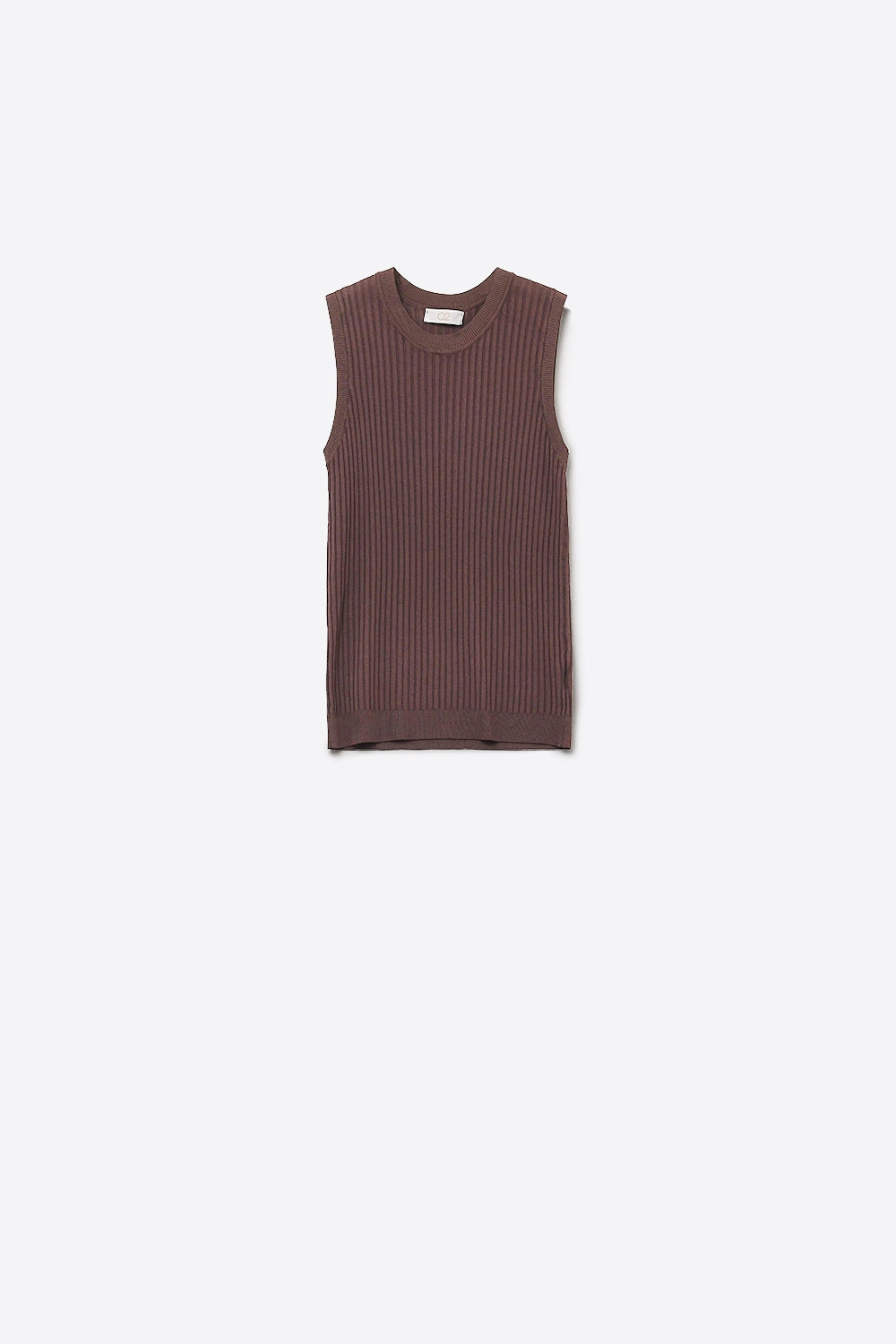 Top en tricot ˆ manches c™telées marron