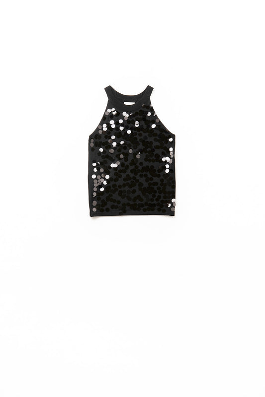 Q2 top en tricot noir avec détails en paillettes