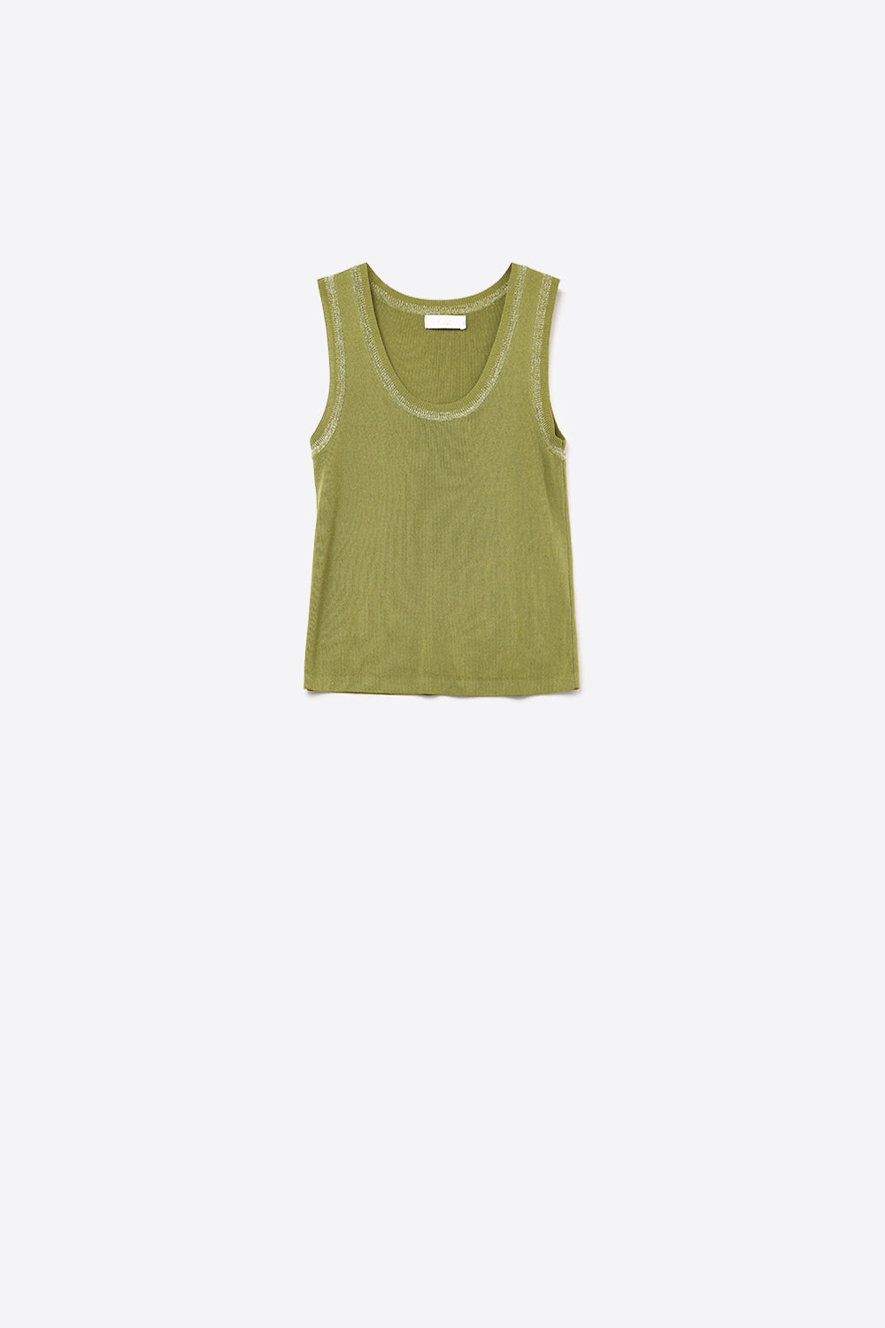Q2 Top en tricot sans manches avec bordures métalliques Olive