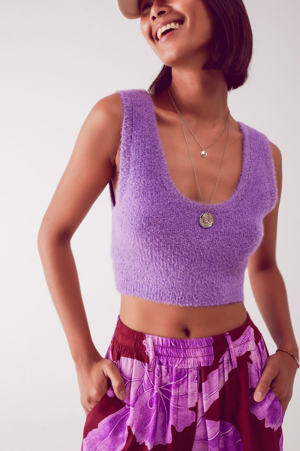 Top en tricot violet