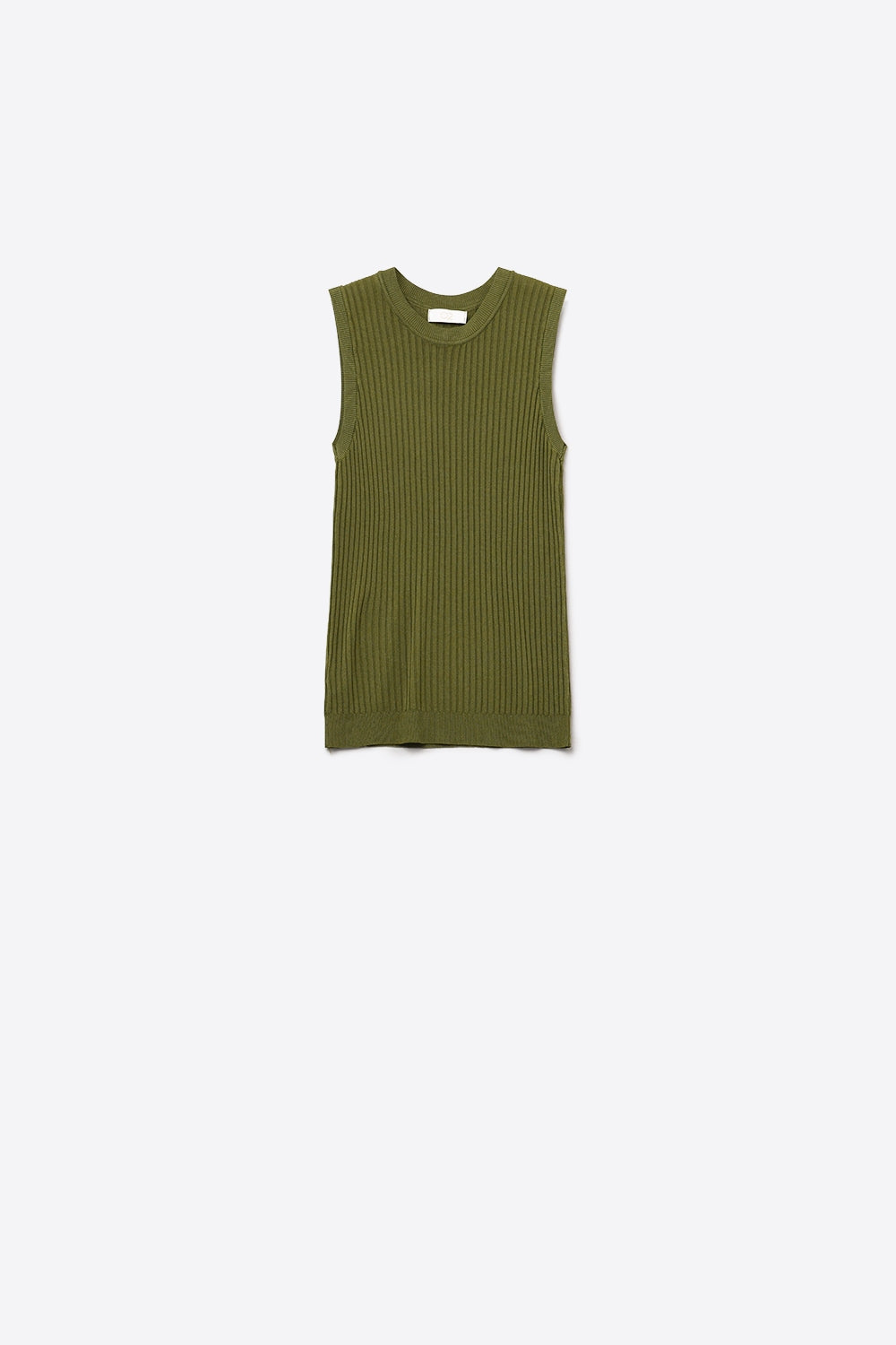 Top sans manches en maille côtelée Khaki