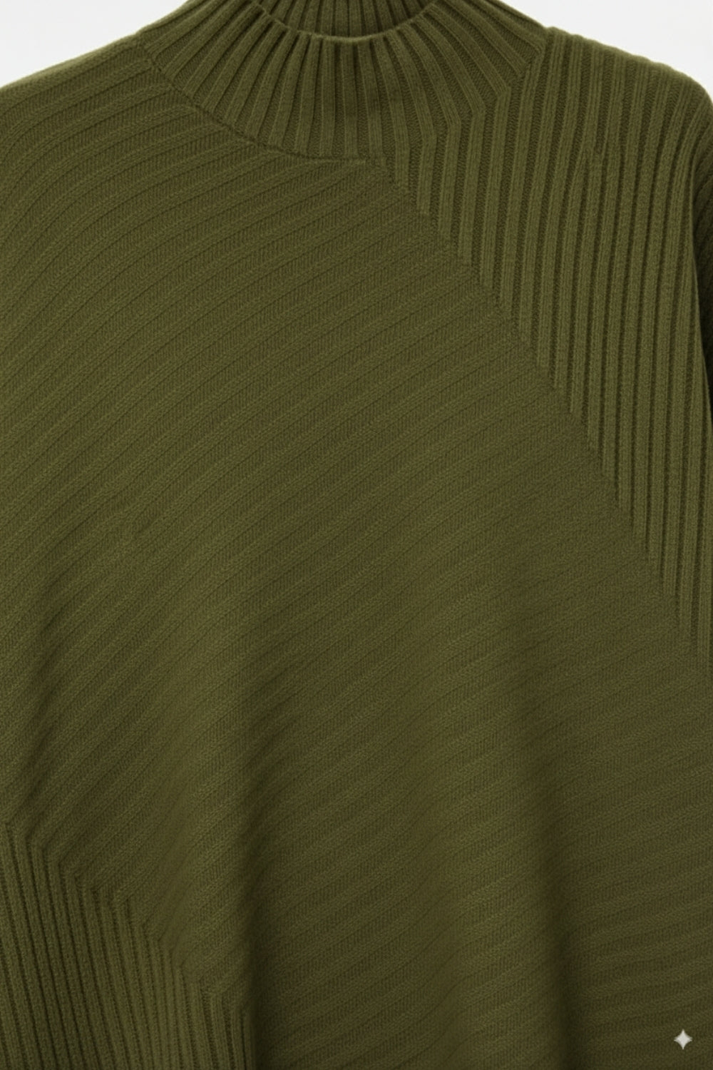 Tunique en tricot côtelé asymétrique de couleur kaki